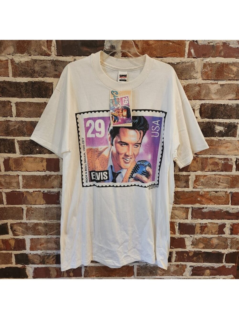 Vintage 1992 Elvis Presley US Postal Stamp Single Stitch Tee OS Made In USA Rare